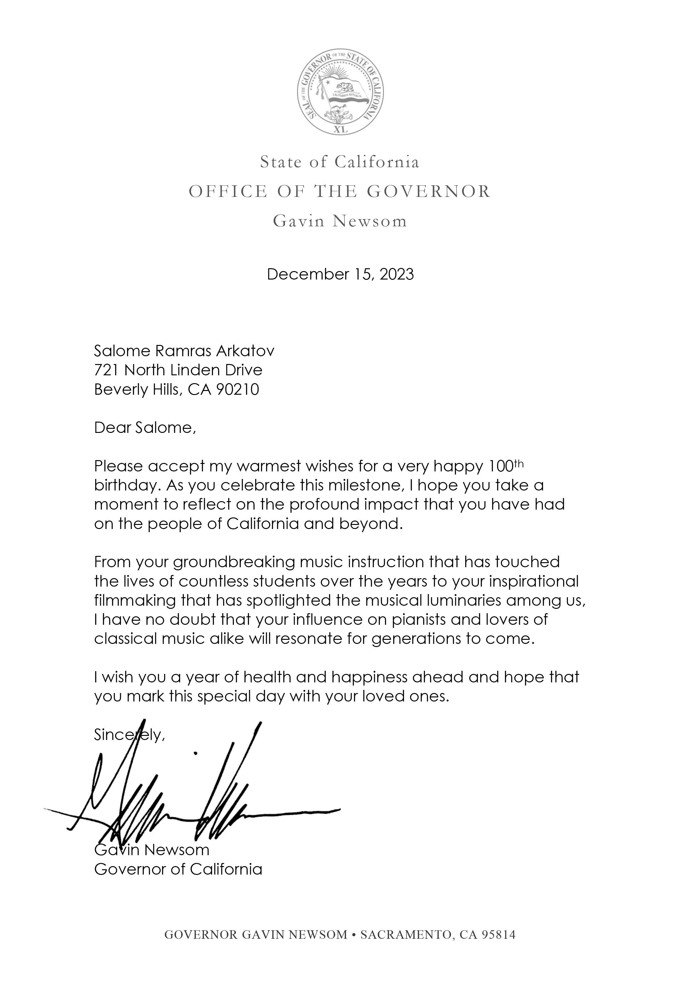 Proclamation from Gavin Newsom, Governor of California