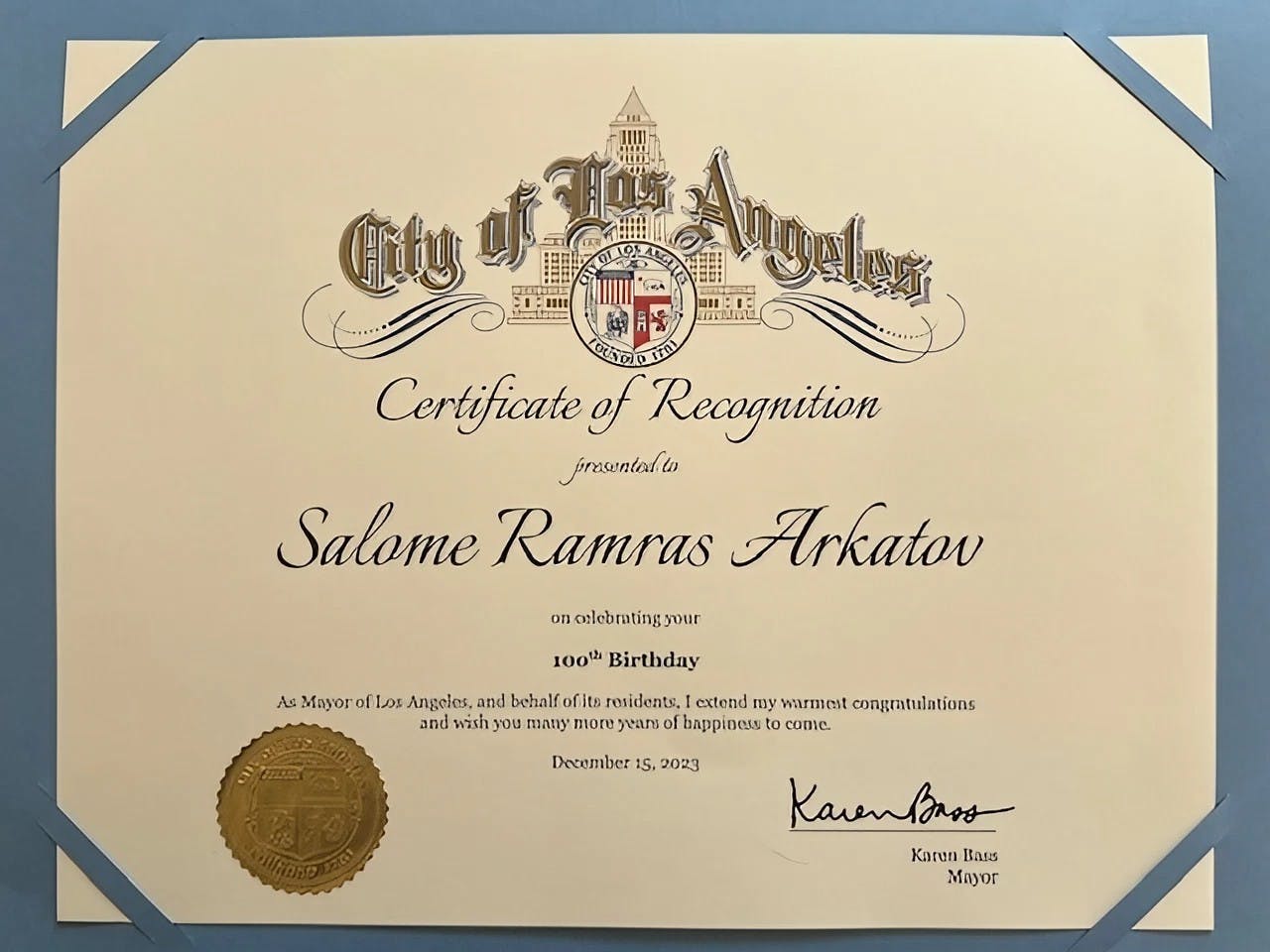Proclamation from Karen Bass, Mayor of Los Angeles
